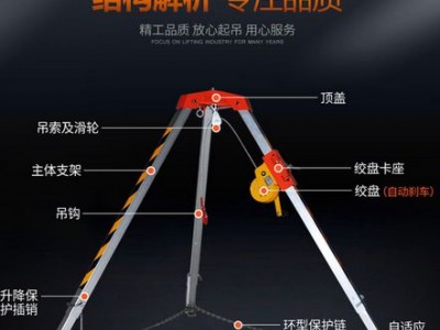 消防救援铝合金三脚架 救援三脚绞盘架 紧急井口救援应急自锁绞盘图2