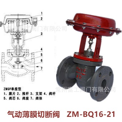 富工气动薄膜切断阀 印染专用蒸汽薄膜调节阀 ZM-BQ16-21薄膜阀图2