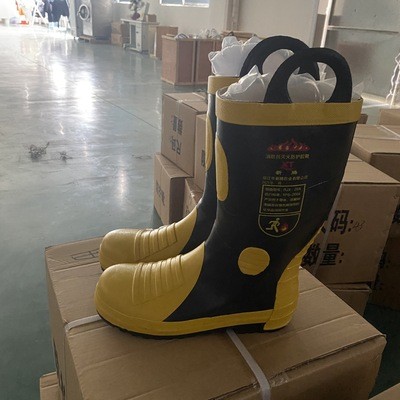 灭火防护靴防穿刺钢板靴钢头钢底靴防滑灭火救援靴消防水鞋消防靴图2