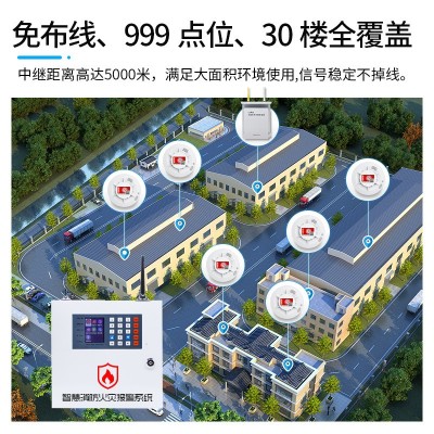 无线4G智慧消防报警主机 工厂酒店小区学校烟感应LORA火灾报警器图2